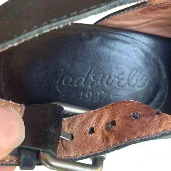 Madewell womens Edmund Saddle Black Leather Slingback Mule Stacked Heel sz 5.5 - Picture 5 of 7